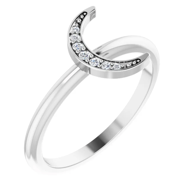 Luna Crescent Moon Pave Band Ring