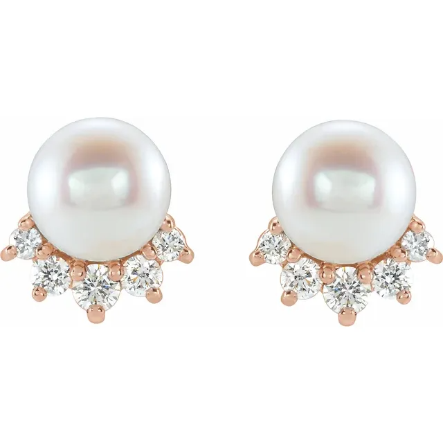 Sunshine Pearl and Diamond Studs