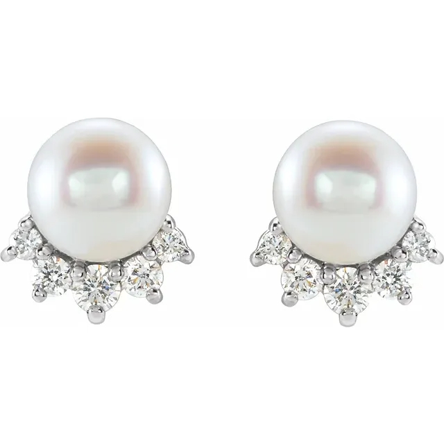 Sunshine Pearl and Diamond Studs