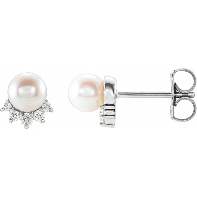 Sunshine Pearl and Diamond Studs